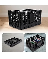gaomon 1Piece Stackable Collapsible Heavy Duty Plastic Storage Organizer Crate for Outdoor Office, Home, School, Camping