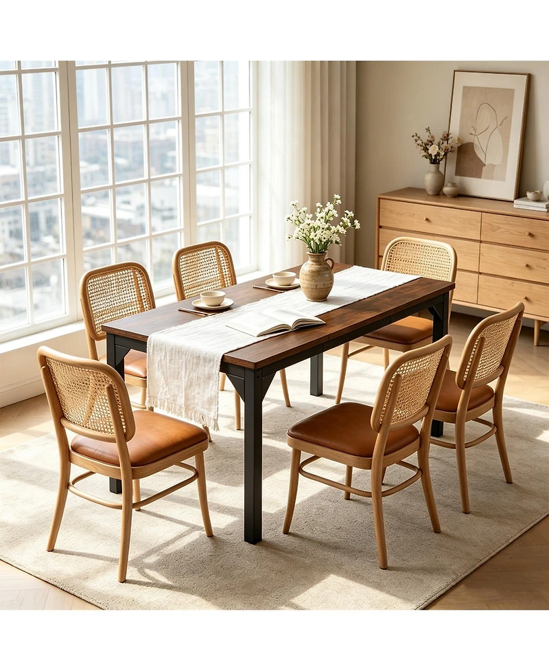 gaomon 71" Industrial Rectangular Dining Table Seats 6-8 People, 25mm Extra Thick Tabletop with Sturdy Metal Frame, Large Kitchen