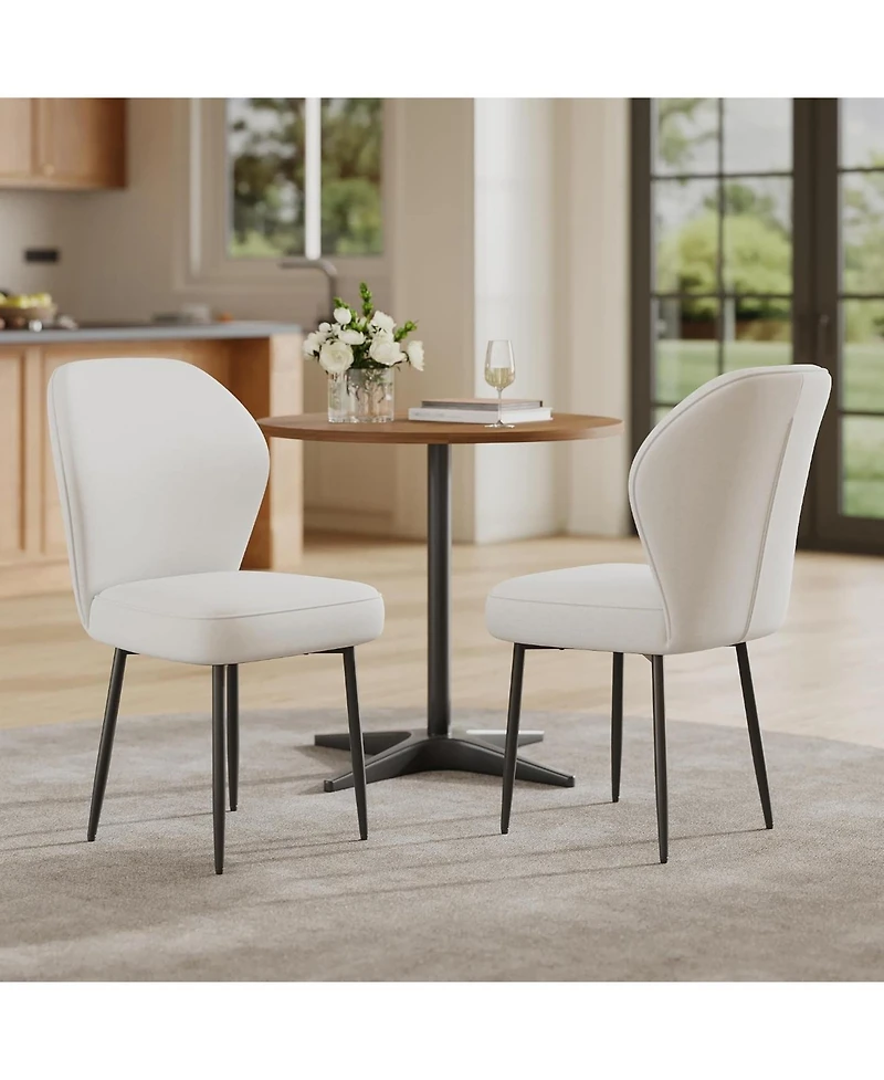 homfan Set of 2 Fabric Upholstered Dining Chairs with Metal Legs, Modern Side Chairs