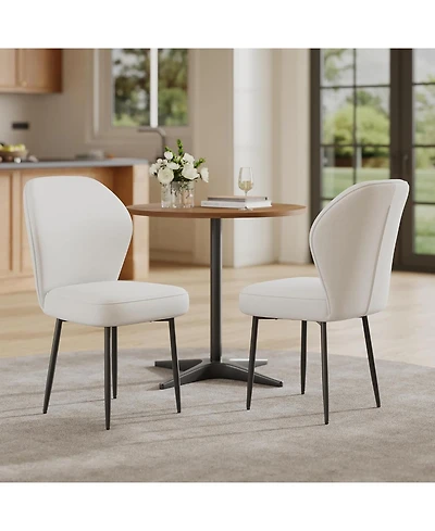 homfan Set of 2 Fabric Upholstered Dining Chairs with Metal Legs, Modern Side Chairs