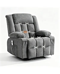 homfan Large Power Recliner with Massage and Heat, 3 Recline Positions, Side Pockets, 2 Cup Holders