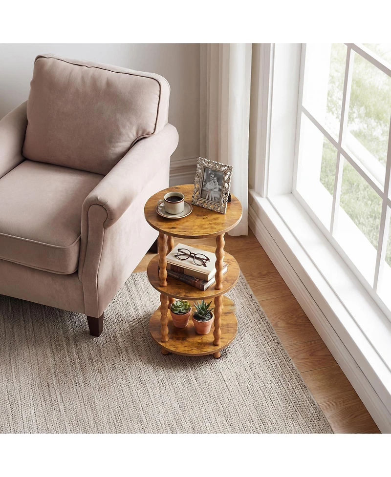 gaomon Three-Tier Spiral-Leg Round Side Table-a compact coffee table perfect for the living room, bedroom, balcony, or study