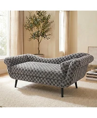 Streamdale Furniture Streamdale Classic Diamond Pattern Fabric Sofa with Elegant Scroll Arms