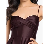 Blondie Nites Juniors' Sweetheart Spaghetti Strap Fit-And-Flare Mini Dress