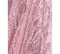 Blondie Nites Juniors' Sparkling Square Neck Fit-And-Flare Mini Dress