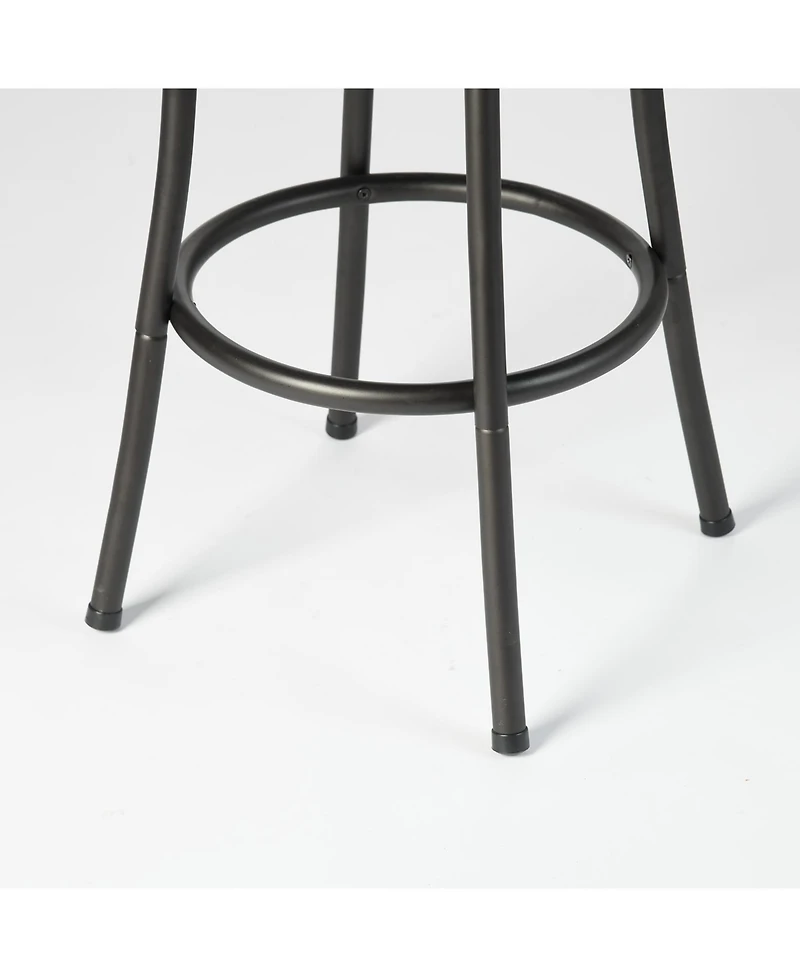 HomeRoots Set of Two Suede Faux Leather and Iron Low Back Adjustable Height Swivel Bar Chairs