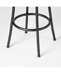 HomeRoots Set of Two Suede Faux Leather and Iron Low Back Adjustable Height Swivel Bar Chairs