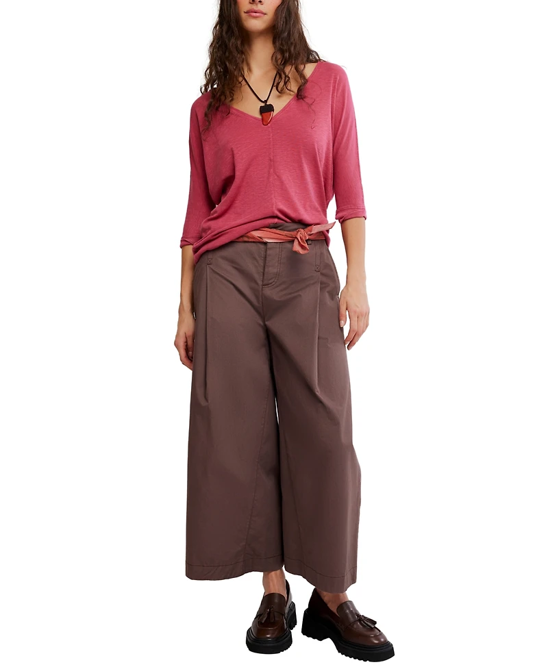 Free People Women's Longline V-Neck T-Shirt