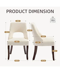 Streamdale Furniture Set of 2 Upholstered Chenille Dining Chairs with Solid Wood Legs