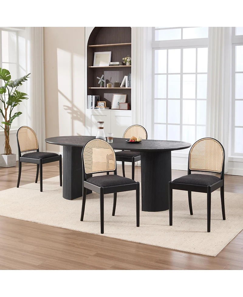 Streamdale Furniture Rattan Upholstered Dining Chairs, Set of 2