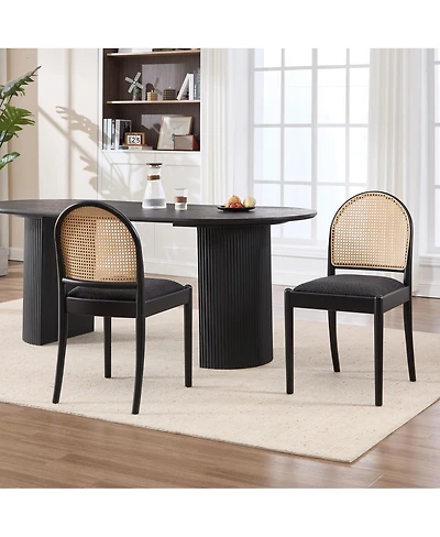 Streamdale Furniture Rattan Upholstered Dining Chairs, Set of 2