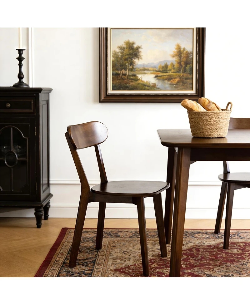 Streamdale Furniture Mid-Century Modern Solid Wood Dining Chair with Curved Backrest