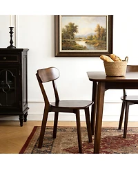 Streamdale Furniture Mid-Century Modern Solid Wood Dining Chair with Curved Backrest