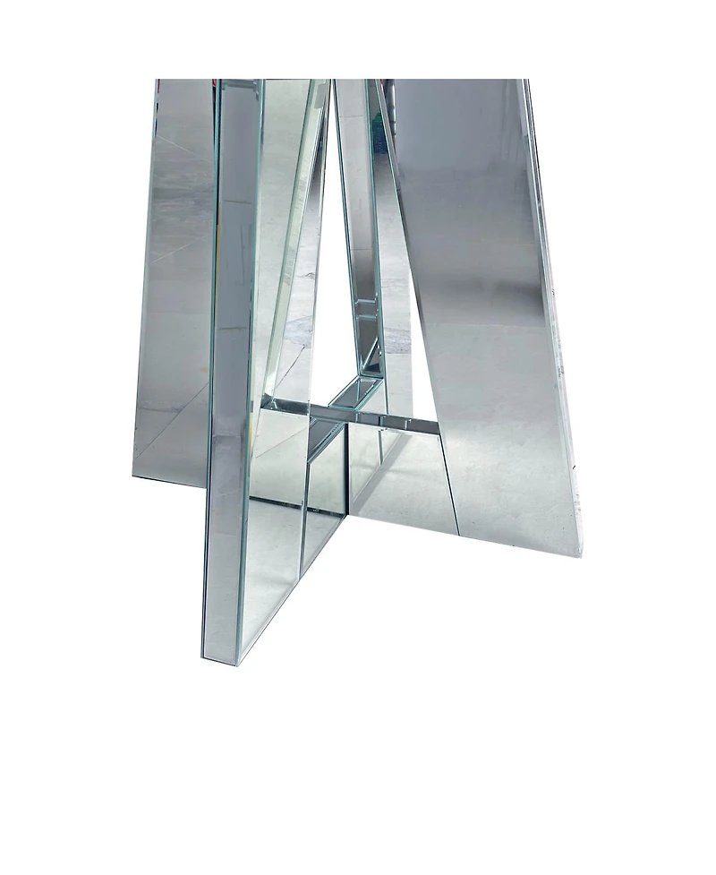 Streamdale Furniture Diamond Crush Round Mirrored Glass Dining Table with Mirrored Base
