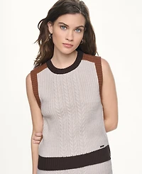 Dkny Jeans Women's Color Block Cable-Knit Crewneck Sweater