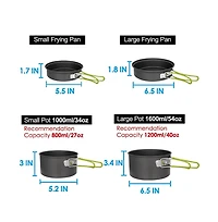 Piscifun Lightweight Non Stick Camping Cookware Set Stackable Outdoor Hiking Mess Kit with Storage Bag