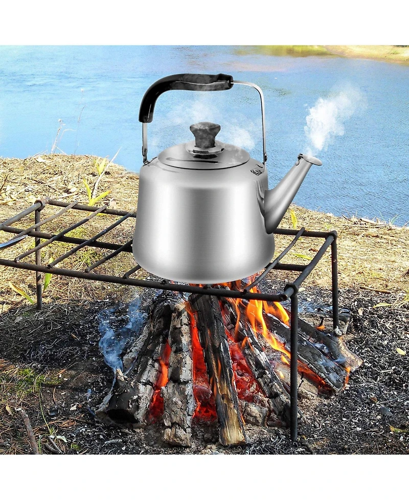 Piscifun 3.8 Quart Camping Tea Kettle Set With 4 Cups Stainless Steel Camp Pot For Outdoor Indoor Use