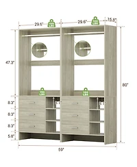 Aheaplus 30 Set of 2 Closet Organizer with Wooden Drawers