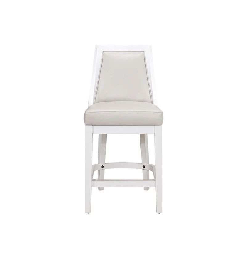 HomeRoots 26" Faux Leather and Solid Wood Counter Height Swivel Bar Chair