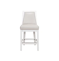 HomeRoots 26" Faux Leather and Solid Wood Counter Height Swivel Bar Chair