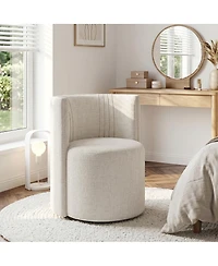 Maison Boucle Makeup Vanity Chair, Textured Tub Chair with Hidden Casters, Barrel Back Accent for Desk, Compact Seating