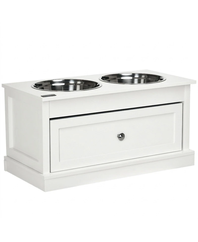 Ruie Large Elevated Dog Bowls Feeding Station with 11L Storage Drawer