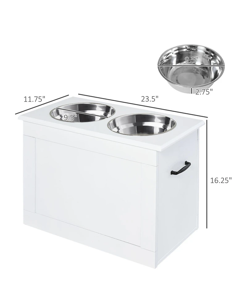 Ruie Raised Pet Feeding Station with Stainless Steel Bowls and Storage Base