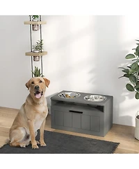 Ruie Large Breed Elevated Dog Bowls Stand with Slow Feeder and Storage Drawer
