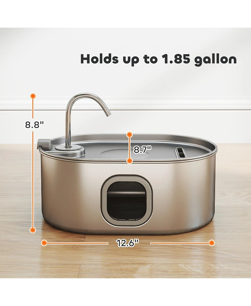 Ruie 246 oz Stainless Steel Pet Water Fountain with Ultra-Quiet Pump and Filters