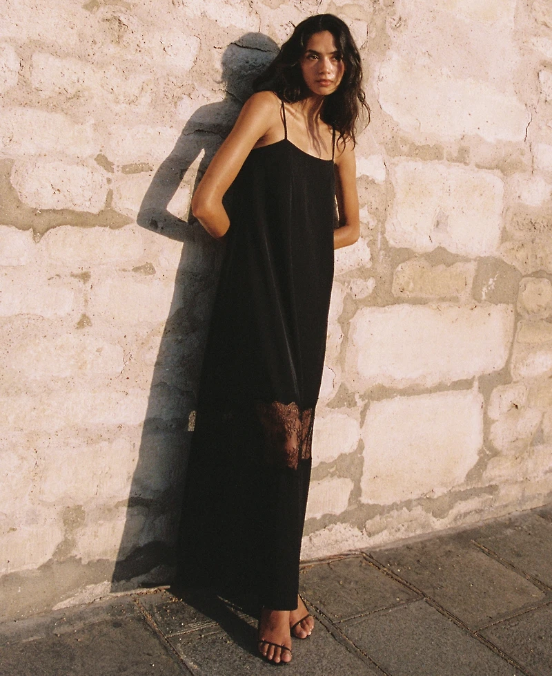 French Connection Women's Quinn Crepe Lace Sleeveless Maxi Dress