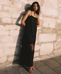 French Connection Women's Quinn Crepe Lace Sleeveless Maxi Dress