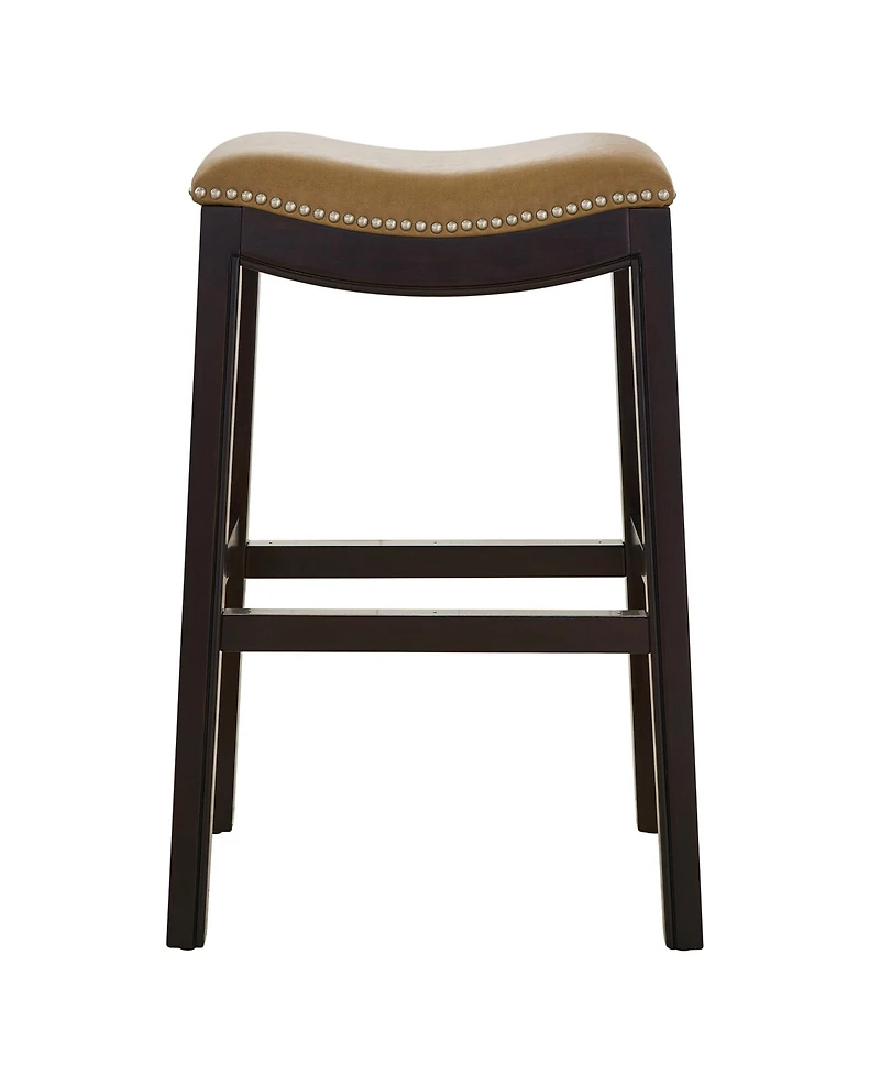 HomeRoots 31" Faux Leather and Solid Wood Backless Counter Height Bar Chair