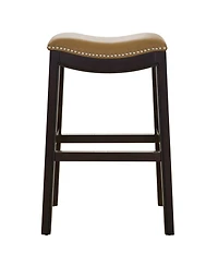 HomeRoots 31" Faux Leather and Solid Wood Backless Counter Height Bar Chair