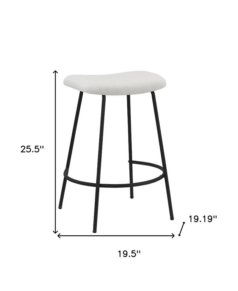 HomeRoots Set of Two 26" Fabric and Metal Backless Counter Height Bar Chairs