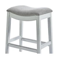 HomeRoots 26" Solid Wood and Linen Blend Backless Counter Height Bar Chair