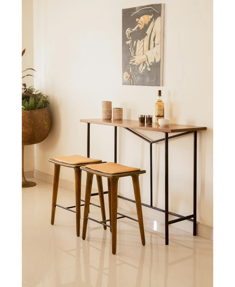 HomeRoots 24" Solid Wood Backless Counter Height Bar Chair