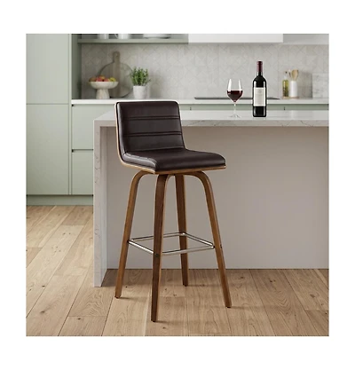 HomeRoots 26" Solid Wood Swivel Low Back Counter Height Bar Chair