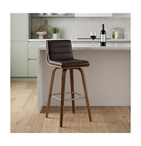 HomeRoots 26" Solid Wood Swivel Low Back Counter Height Bar Chair