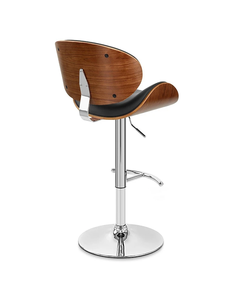 HomeRoots 25" Faux Leather and Solid Wood Swivel Low Back Adjustable Height Bar Chair