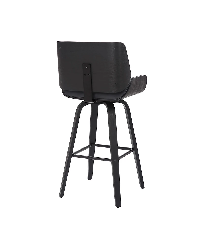 HomeRoots 30" Faux Leather and Iron Bar Height Swivel Bar Chair