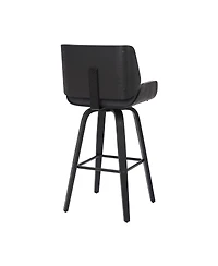 HomeRoots 30" Faux Leather and Iron Bar Height Swivel Bar Chair