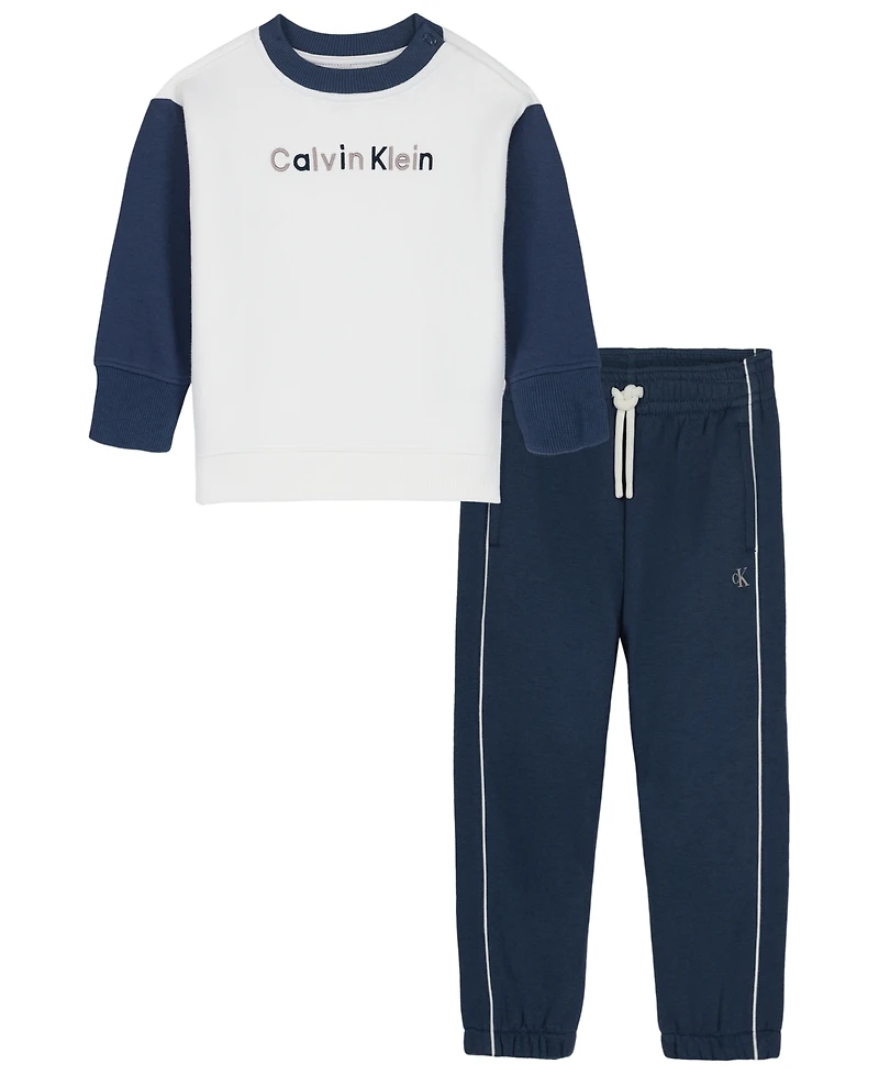 Calvin Klein Baby Boys' Long-Sleeve Top and Pants, 2-Piece Set