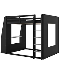 Streamdale Furniture Queen Size Wooden Gaming Bunk Bed with Desk, Storage