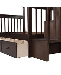 Streamdale Furniture Twin-Over-Twin Stairway Bunk Bed with Three Drawers - Espresso