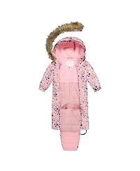 Deux par Baby Girl ( 6M to 24 M ) One Piece Snowsuit Adapted for Car Seats Mini Flower Print