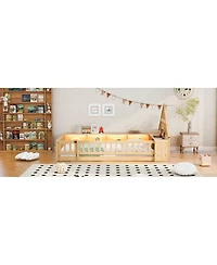 Streamdale Furniture Twin Wood House Floor Bed with Storage, Led, Usb and Outlets