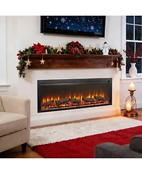 Mondawe 54 Inch In Wall Recessed Electric Fireplace With Remote And Multi Color Flame And Emberbed
