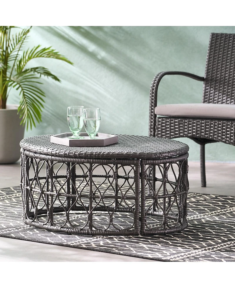 Streamdale Furniture Boho Wicker Outdoor Coffee Table with Looped Design
