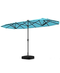 Sugift 13feet Double-Sided Patio Umbrella with Solar Lights for Garden Pool Backyard
