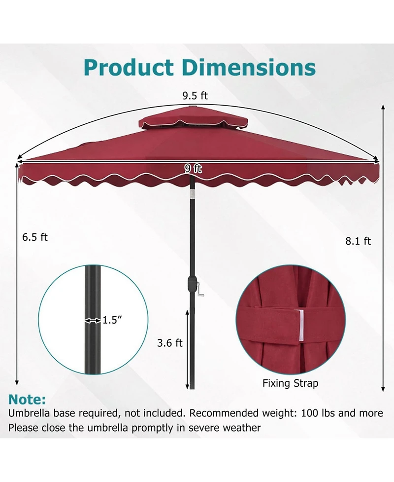 Sugift 9 ft Patio Umbrella with Push Button Tilt and Crank